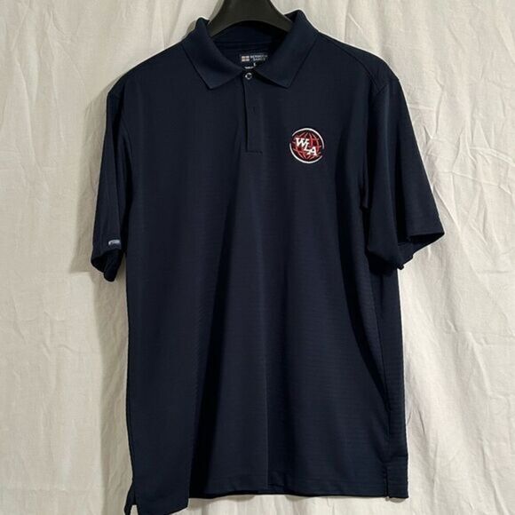World Language Academy Golf Shirt Men's Large Hall County Schools Navy S/S - Picture 2 of 6